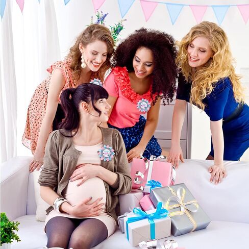 Keeper Of The Gender Button, Gender Reveal Button Pins Reveal Party Favors Boy or Girl Button Pins, Baby Feet Light Pink and Blue Ribbon Pins for Baby Shower Party Supplies in Kuwait