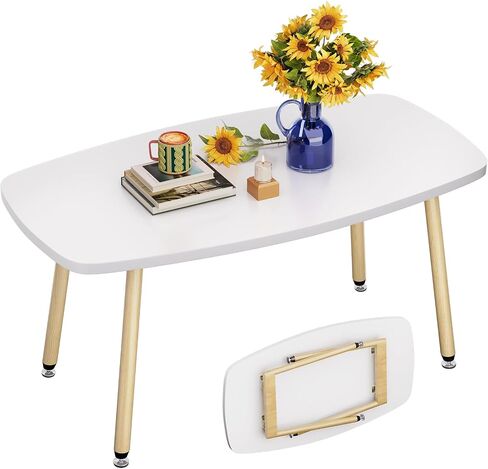 WOHOMO Folding Coffee Table White Small Coffee Tables for Living Room Portable Simple Modern Center Table for Small Spaces, No Assembly, 31.5 * 15.7 * 17.7IN, White Htp in Saudi Arabia