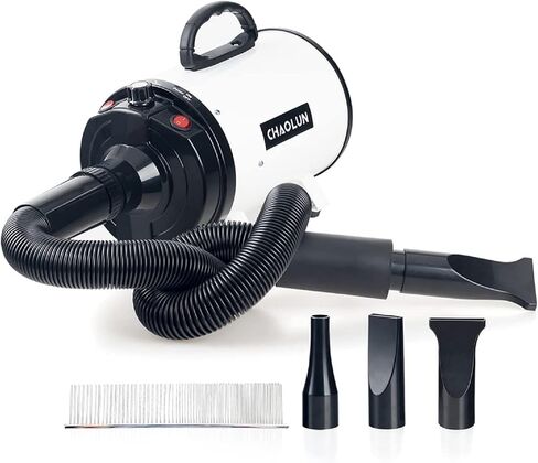 Dog Dryer for Pet Grooming, High Velocity Pet Hair Dryer with Heater, Adjustable Speed, 3 Nozzles and a Comb, Blue in Kuwait