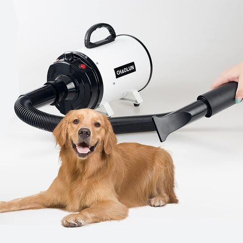 Dog Dryer for Pet Grooming, High Velocity Pet Hair Dryer with Heater, Adjustable Speed, 3 Nozzles and a Comb, Blue in Kuwait