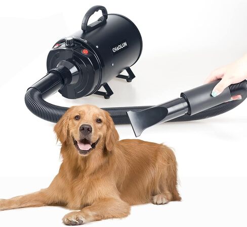 Dog Dryer for Pet Grooming, High Velocity Pet Hair Dryer with Heater, Adjustable Speed, 3 Nozzles and a Comb, Blue in Kuwait