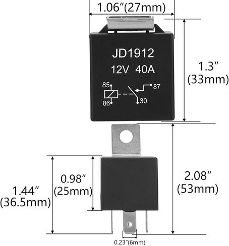 2 Pack JD1912 Car Relay, 12V 40A, 4 Pins SPST, Automotive Switches and Starters, Waterproof Relay for Boat Tractor Truck Motorcycle (2) in Saudi Arabia