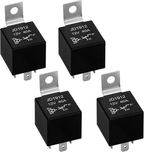2 Pack JD1912 Car Relay, 12V 40A, 4 Pins SPST, Automotive Switches and Starters, Waterproof Relay for Boat Tractor Truck Motorcycle (2) in Saudi Arabia