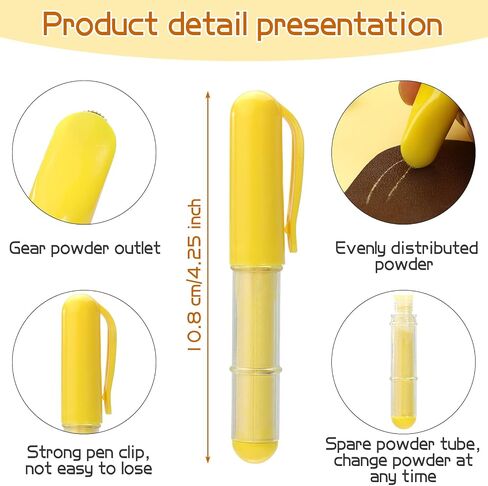 Fabric Chalk Markers, 2 Pack Refillable Chalk Pencils for Quilting and Sewing, Quilting Chalk Marker, Yellow Sewing Chalk, Erase Tailor’s Chalk for Sewing Notions & Accessories in Kuwait
