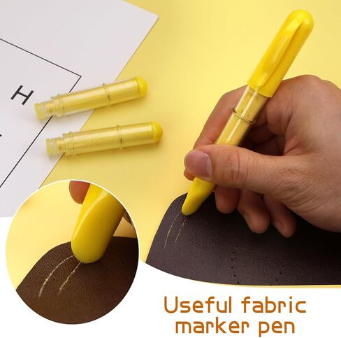 Fabric Chalk Markers, 2 Pack Refillable Chalk Pencils for Quilting and Sewing, Quilting Chalk Marker, Yellow Sewing Chalk, Erase Tailor’s Chalk for Sewing Notions & Accessories in Kuwait