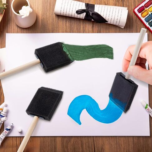 4 Pcs Foam Paint Brushes, 4" Wood Handle Sponge Paint Brush for Details, Staining, Varnishes, DIY Crafting in Kuwait