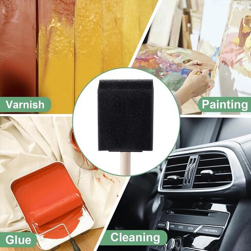 4 Pcs Foam Paint Brushes, 4" Wood Handle Sponge Paint Brush for Details, Staining, Varnishes, DIY Crafting in Kuwait