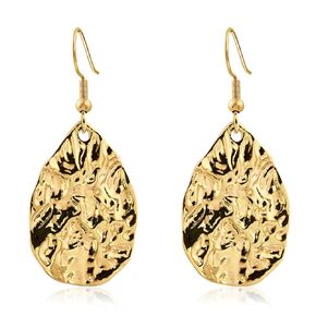 Silver Teardrop Hammered Drop Dangle Earrings for Women Medium Hammered Silver Earrings for Sensitive Ears
