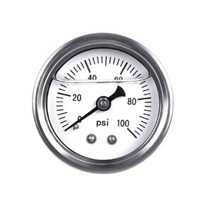 0-15 PSI Fuel Pressure Gauge, 1.5" Black Dial, 1/8" NPT Center Back Mount, Glycerin Liquid Filled, 304 Stainless Steel case, Inline Low-Pressure Gauge, for Oil Water Air Pressure Test