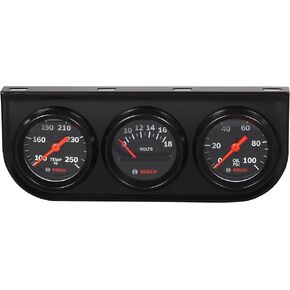 Bosch SP0F000054 Style Line 2" Triple Gauge Kit (Black Dial Face, Black Bezel)