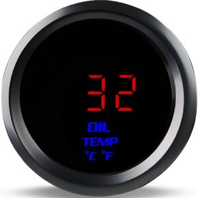WATERWICH 2" 52mm Oil Temp Temperature Gauge Meter Kit Fahrenheit & Celsius Red for Car Truck Marine Vehicle Automotive
