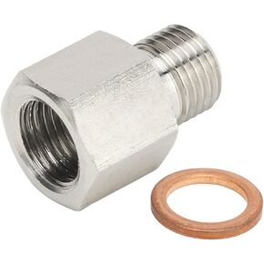Pressure Gauge Sensor Sender Thread Adapter Stainless Steel 1/8" NPT Female Thread to M10x1.0 Male Thread Adapter with Gasket