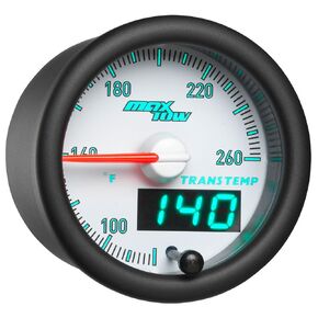 Maxtow Match 260 F Transmission Termsion Gauge Kit لـ Dodge RAM 5.9L 6.7L Cummins Truck 3rd Gen Diesel - تشمل مستشعرًا إلكترونيًا - عرض رؤية مزدوج مع قراءات تمثيلية ورقمية - 2-1/16 "