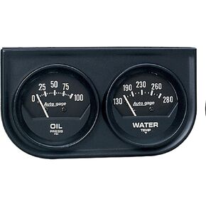 Auto Meter 2345 Autogage Black Console Oil/Water Gauge 2.3125 in.