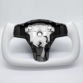 Zimablue Yoke Teadering Wheel Wheely Tybered Teering ، Nappa Leather بدون تقليم أمامي لـ Tesla Model 3 2017-2023 ، Model Y 2019-2024 مع وظيفة التدفئة