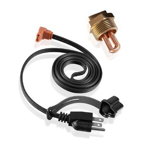 Engine Block Immersion Heater 3100003 Engine Block Immersion Heater Fit for Eagle, Jaguar, Jeep, Renault, Rover, Kubota, Massey, Perkins, Yanmar，1" NPT Thread Brass Adapter, 400 Watts, 120 Volts