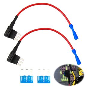 2 Pack Micro 3 Fuse Tap ، أضف محولات الدوائر ، حاملي الصمامات القابلة للتوسيع على نمط الشفرة 12V لأضواء الزلاجة ، ومصابيح LED الداخلية وملحقات السيارات (مع 2 pcs 3 prong fuse/15a)