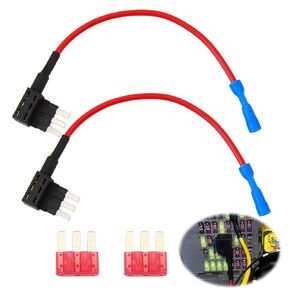 2 Pack Micro 3 Fuse Tap ، أضف محولات الدوائر ، حاملي الصمامات القابلة للتوسيع على نمط الشفرة 12V لأضواء الزلاجة ، ومصابيح LED الداخلية وملحقات السيارات (مع 2 PCS 3 Prong Fuse/10A)