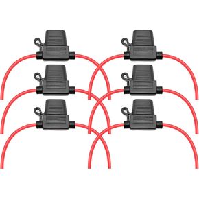 VANTRONIK Waterproof Inline Fuse Holder 6 Pack for Standard ATO ATC Medium Blade Car Fuse, 14 Gauge AWG Wire,10 Inches Long