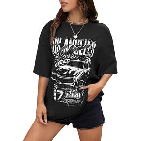 MISSACTIVER Women’s Oversized Graphic Print T-Shirt Cartoon Drop Shoulder Short Sleeve Casual Graphics Tee Shirt in Kuwait