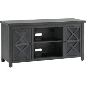 Henn&Hart Rectangular TV Stand with Log Fireplace for TV's up to 55" in White/Gray Oak, Electric Fireplace TV Stands for the Living Room