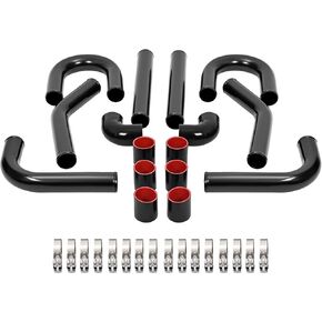 Kuafu 2.5 بوصة 8pcs intercooler intercooler intercooler in-pipe kit u-pipe kit ومشبكات الفولاذ المقاوم للصدأ