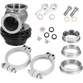 Turbo Exhaust Manifold External Black 38MM, Pressure Relief Valve Wastegate dump pipe valve Replacement for TIAL MVS Black With V-band And Flanges MV-S