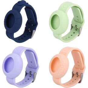 4pcs Waterproof Bracelet for Airtag, Soft Silicon GPS Tracker Watch Wristband Lightweight Hidden Holder Compatible with AirTag