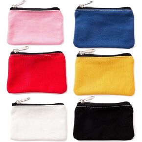 Canvas Coin Purse Set, 3.1 x 5.1 inches, 6 Pack, Assorted Colors