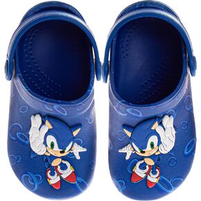 josmo Kids Sonic Sandal Sandal Slip-On Slids for Boys-Sonic the Hedgehog Alttived Tee Stee with Backstrap (الأحجام: 5-10 صغار / 11-12 أطفال صغار)