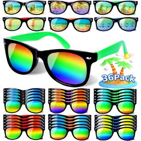 Kids Sunglasses Bulk ، 24 Pack Sunglasses Kids Party Form Favor for Kids Year 4-8-12 ، نظارة شمسية نيون مع ألعاب حماية UV400 ، ولعب جودي أكياس ، ألعاب صيفية للبنين والبنات.