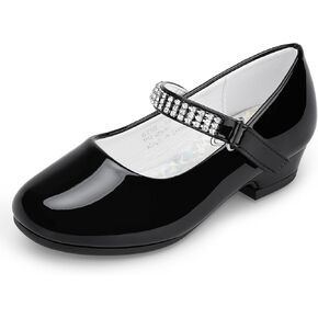 Stelle Girls Dress Shoes Toddler White Flower Girl Low Cheels Mary Jane Flat for School Uniform Wedding (Little/Big Kid)