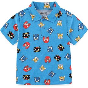 Sega Sonic the Hedgehog Boys Shirt Shirt Sleeve Polo Stirt للأطفال الصغار والأطفال الكبار