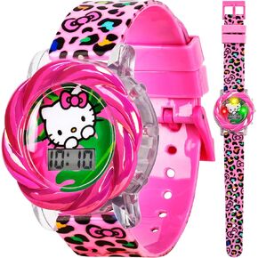 Hello Kitty LCD Watch for Girls with Flashing LED Lightshow - Vivid Pink Strap, Iconic Hello Kitty Design, Fun Time-Teaching Accessory