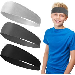 cobee 3 Pcs Kids Boys Headbands, Basketball Headbands for Kids, Breathable Sweatbands Hair Bands, Elastic Sweat Band for Football Basketball Running Tennis