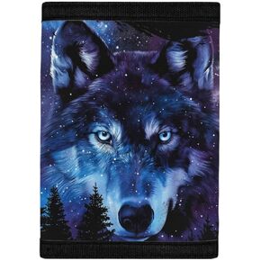 GLUDEAR Kid Wolf Trifold Wallets Outdoor Print Wallet Money Organizer Teens Girl Boy Birthday,Lightning Storm Blue Guitar