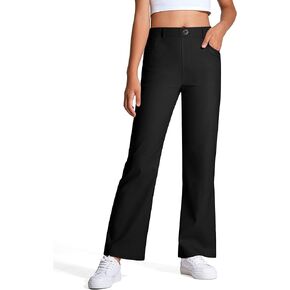 Girls Uniform Pants Kids High Stretchy Flare Dress Pants Elastic Waist Size 7-14 Years