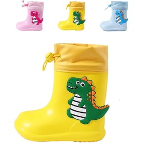 Drecage Kids Rain Boots Waterproof Lightweight EVA Rain Shoes for Toddler Girls Boys, with Elastic Cuff Ankle and Non-Slip Sole