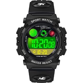 Wayllon Kids Digital Watch ، WOOT Digital Outdoor Sport Watch ، مع تقويم 12/24H إنذار 7 WRISTWATCH COLLUTFLAULLE