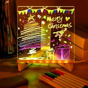 لوحة ملاحظات LED مع الألوان ، 11.8 × 8 في لوحة الرسم الخفيفة للأطفال ، لوحة كتابة LED أكريليك مع الضوء ، لوحة رسم LED ، لوحة الملاحظة الإبداعية LED Light ، Glow in the Dark Drawing Board