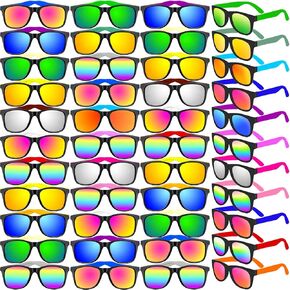 64 Pcs Adult Kids Sunglasses Bulk with UV Protection, Neon 80s Retro Plastic Sun Glasses, Summer Pool Party Favors, Beach Party Supplies, Gift for Birthday Goody Bag Filler School Classroom Prizes