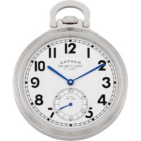 Gotham Men's Stainsal Stainal Mechanical Raillay Railway Classic Nostalgia Series Pocket Watch # GWC14114S