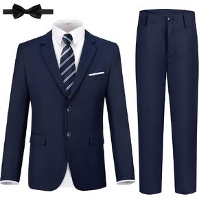 JPF Boys Formal Suits Slim Fit 5 Piece Kids Suit Jacket Pants Set with Dress Shirt and Tie for Wedding Prom