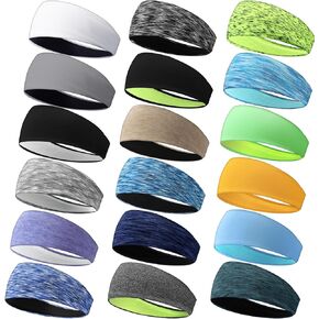 Vinsot 18 Pcs Sweatbands for Youth Kids, Sports Headbands Boys Girls Breathable Athletic Sweatbands Elastic Wicking Hairband Mesh for Baseball Basketball Yoga Football Running