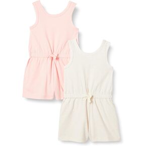 Amazon Essentials Girls and Toddlers' Sleeveless Knit Romper, Pack of 2