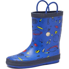 Lands' End Boys and Girls Waterproof Boots Kids and Toddler Rain Boots - Girls and Boys Rubber Rain Boots Kids Size 5 Toddler to 7 Big Kid, Slip On Girls and Boys Rain Boots with Handles