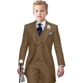 ProPoFol Boys Tailcoat Suit Set,3 Piece Boys Tuxedo Slim Fit Suits for Kids for Wedding Prom Performance Concert Casual