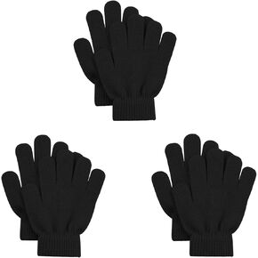 3 أزواج من قفازات Kid's Winter متماسكة دافئة للجنسين Magicgloves مقابل 3،4،5،6،7،8 فتيات الفتيات 11-15