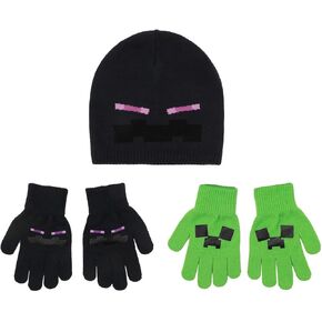 Minecraft Creeper & Enderman 3 قطع Beanie & Gloves مجموعة