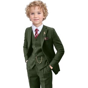 Tweed Herringbone Boys Suit 3 قطع الربيع الربيع الرجعية الرسمية لصالح الصوف الصوف مزيج السترة السترة سراويل
